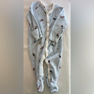 Ralph Lauren Blue and White Striped Kids Footie